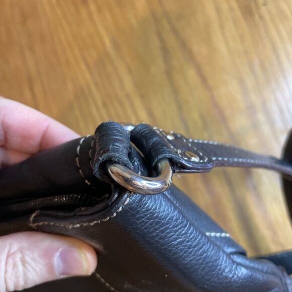 Tignanello Black Shoulder Bag Purse Tumbled Leather - Picture 7 of 12